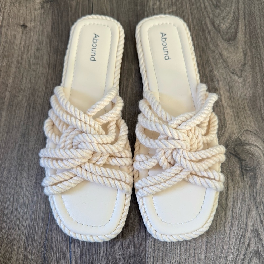 Abound cream ivory rope slide sandals size 8 women new without tags